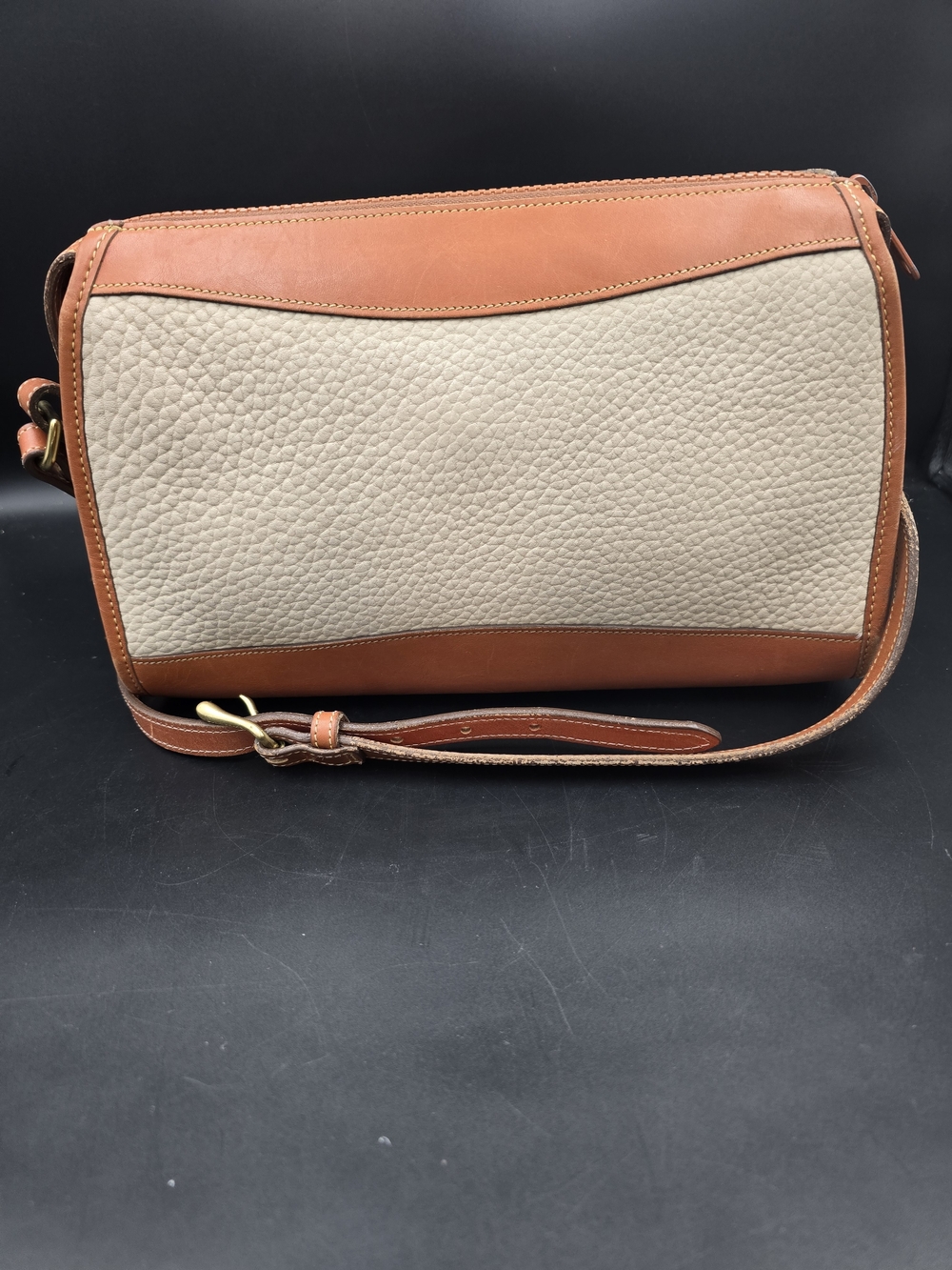 Dooney & Bourke Tan and Cream Pebbled Leather Crossbody Bag - Picture 3 of 12